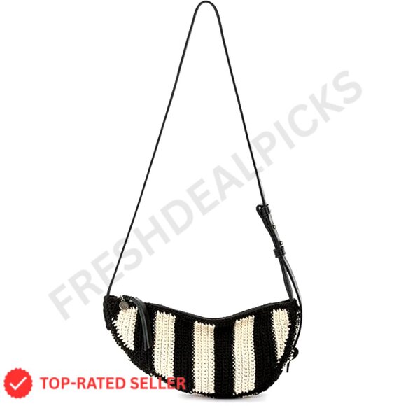 Crochet Crossbody Sling Bag Elegant Minimal Chic Everyday Travel Adjustable